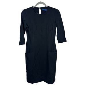 J. Mclaughlin Ponte Black Pocket Front Knee Length Dress EUC Career Classic XS